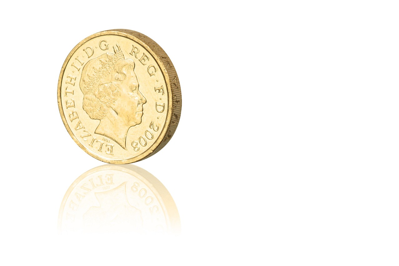 Sterlina d'oro su sfondo bianco, simbolo di investimento e collezionismo numismatico.