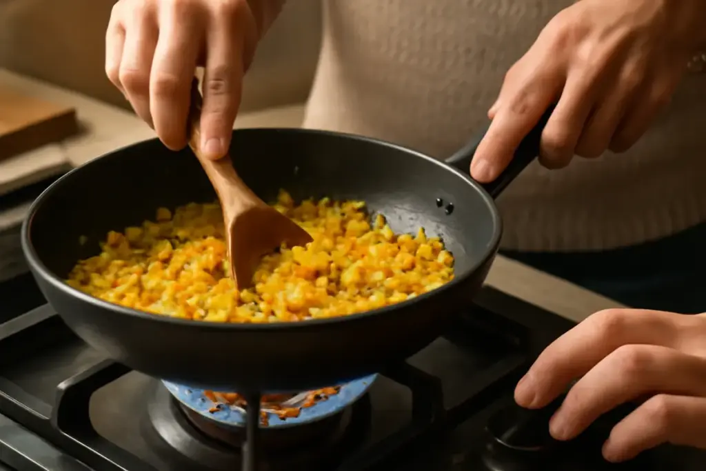 Come ottenere un soffritto dorato e profumato? L’attenzione alla fiamma che fa la differenza