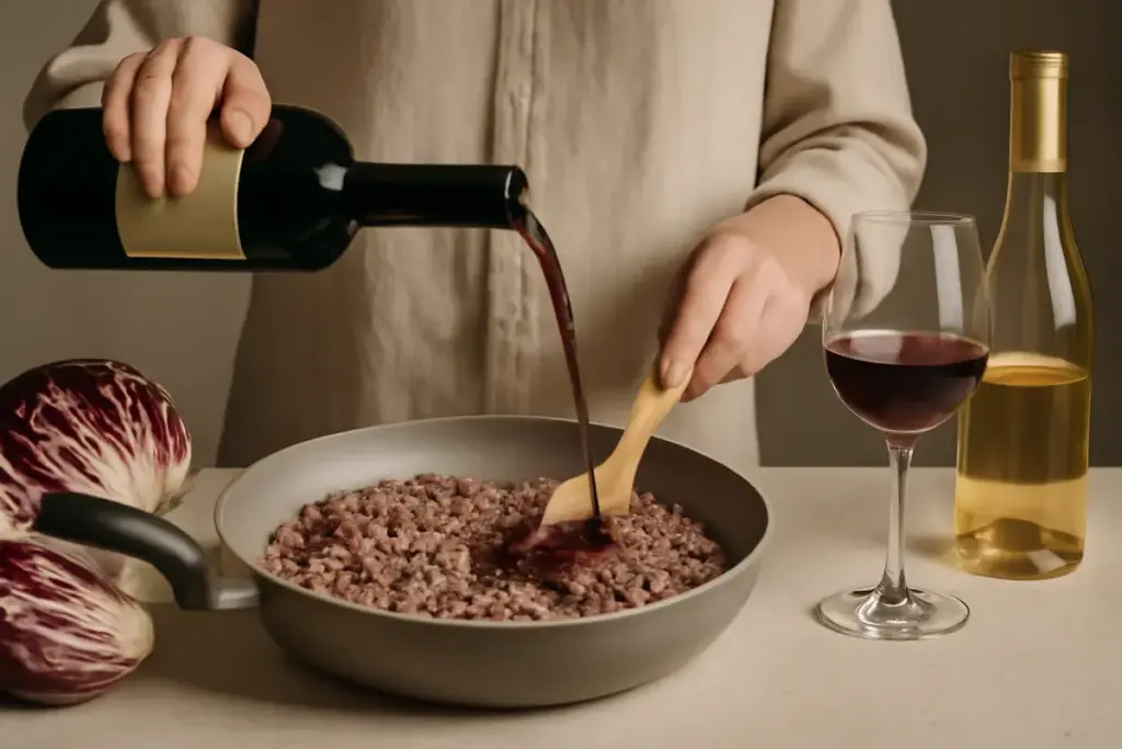 Stai usando il vino giusto per sfumare il risotto al radicchio? L’errore che altera il gusto