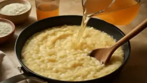 Risotto che si asciuga prima della mantecatura: perché aggiungere brodo tutto insieme rende più difficile controllare la consistenza